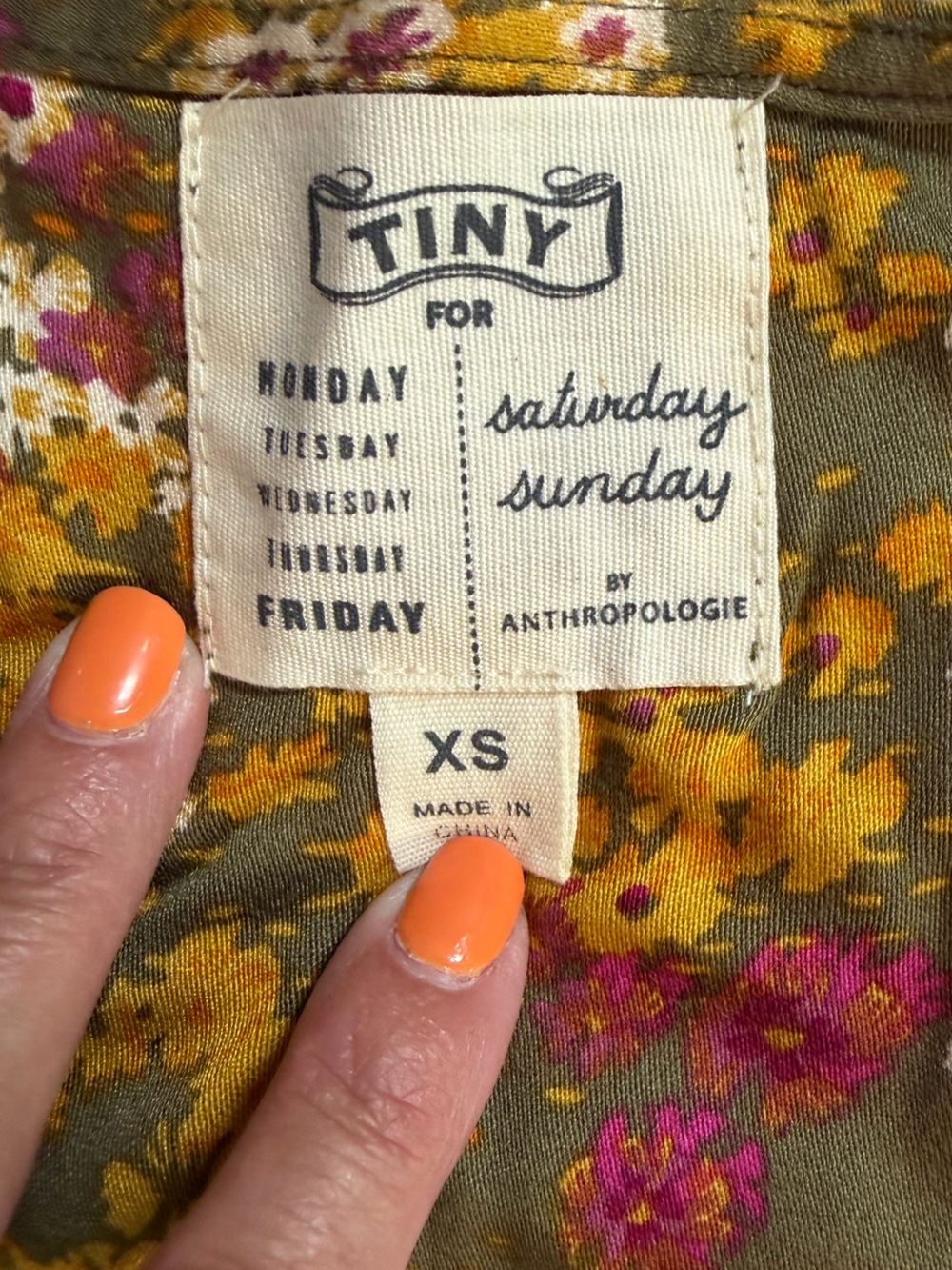 Anthropologie Saturday/Sunday for Tiny by Anthropologie Olive Floral Dress XS - Picture 12 of 14